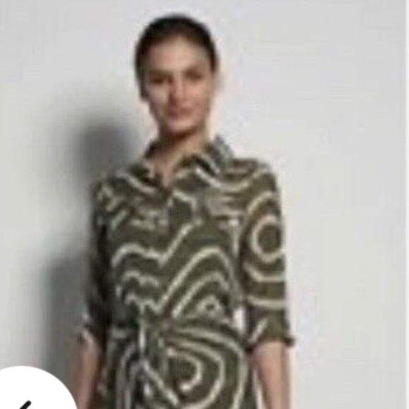 DIANE VON FURSTENBERG Women's  Shirt Dress Tie Belt Huahine Safari Green - Picture 9 of 9